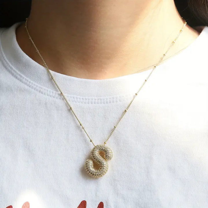Conjunto com iniciais em letras bolha | Dourado