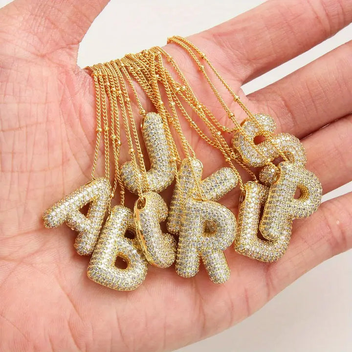 Conjunto com iniciais em letras bolha | Dourado