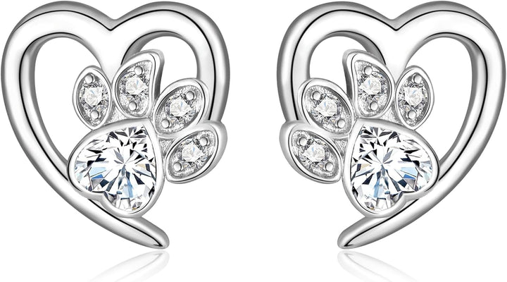 Brincos com Pegadas e Coração – Joias para Amantes de Animais