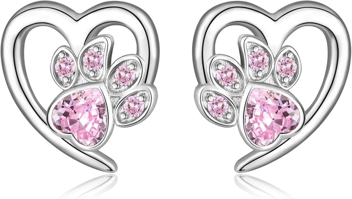 Brincos com Pegadas e Coração – Joias para Amantes de Animais