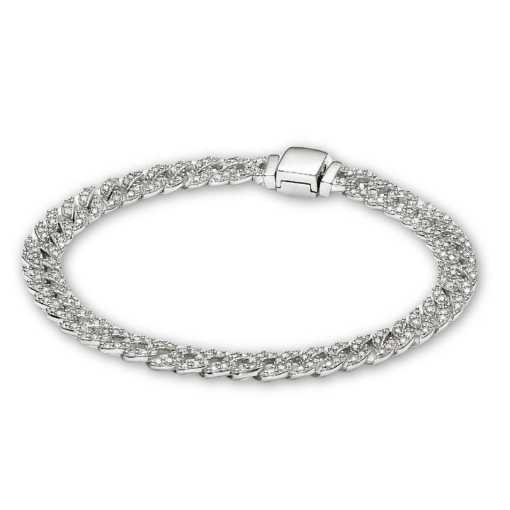 Pulseira Cubana Pavé | Ouro Branco