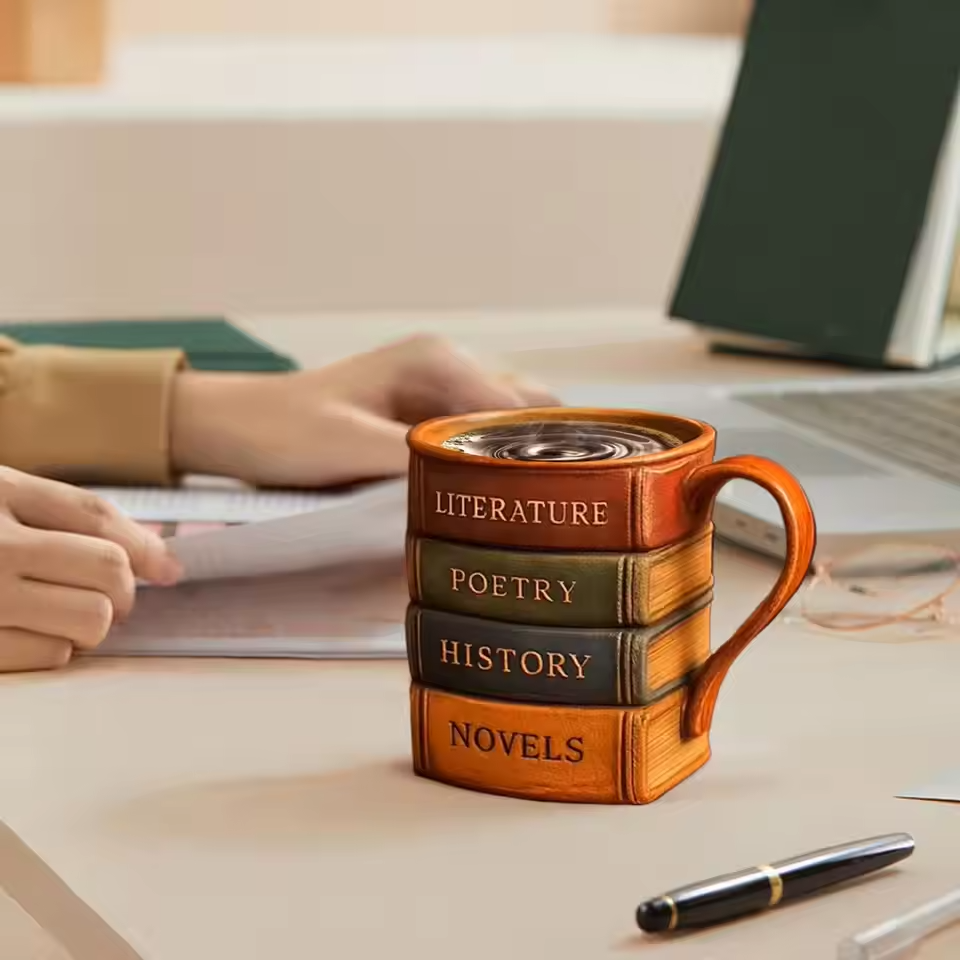 Café de Biblioteca Artesanal BookLover’s Haven – Caneca de Café 3D