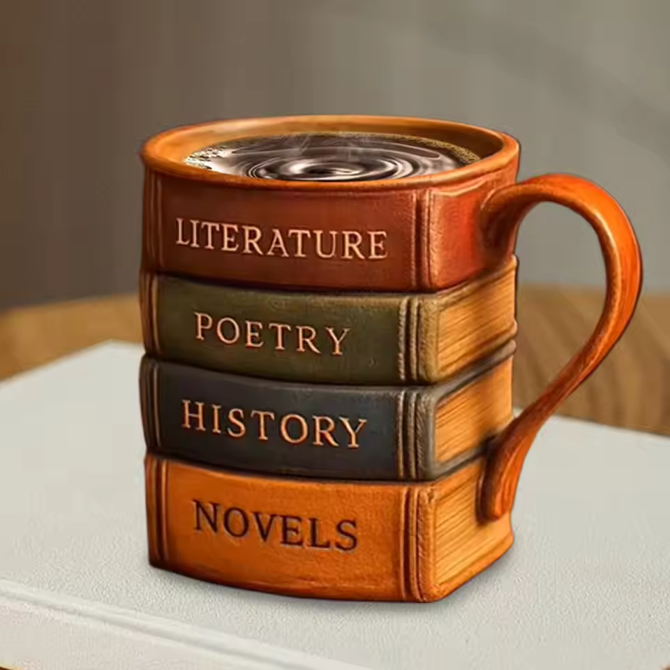 Café de Biblioteca Artesanal BookLover’s Haven – Caneca de Café 3D