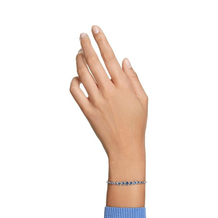 Safira redonda lapidada em corte brilhante – Pulseira Tennis em Ouro Branco